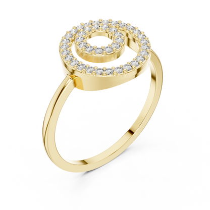 Diamond Double Circle Ring | Modern Elegant Design