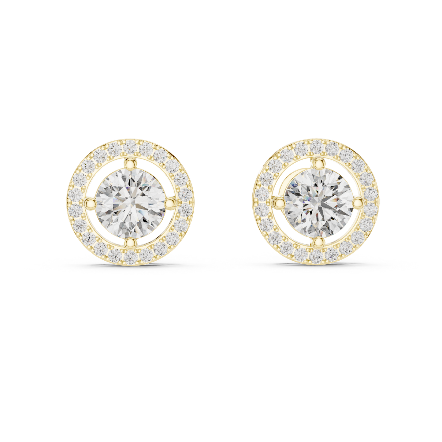 Halo Round Diamond Stud Earrings | Timeless Sparkle Elegance