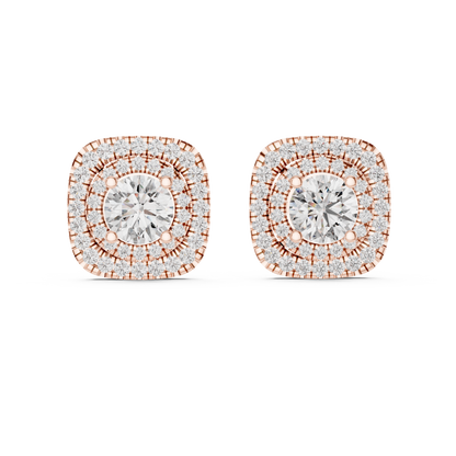Cushion-Shaped Halo Lab-Grown Diamond Stud Earrings | Silver 935, 14K & 18K Gold