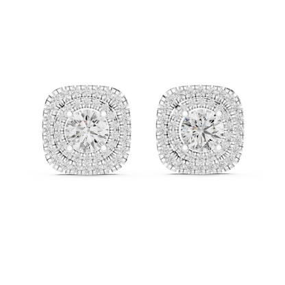 Cushion-Shaped Halo Lab-Grown Diamond Stud Earrings | Silver 935, 14K & 18K Gold