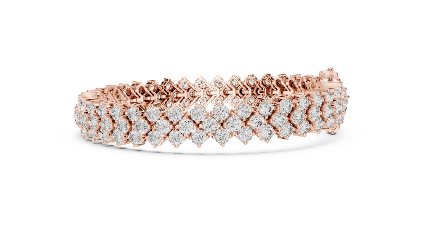 Three-Row Diamond Tennis Bracelet with Box Clasp | Statement Sparkle