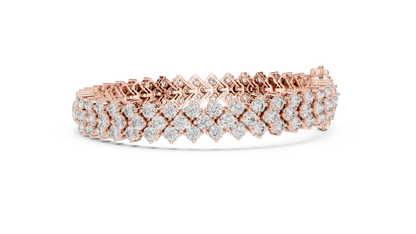 Three-Row Diamond Tennis Bracelet with Box Clasp | Statement Sparkle