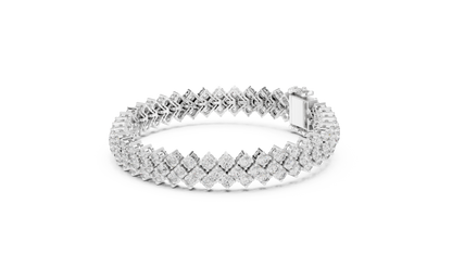 Three-Row Diamond Tennis Bracelet with Box Clasp | Statement Sparkle