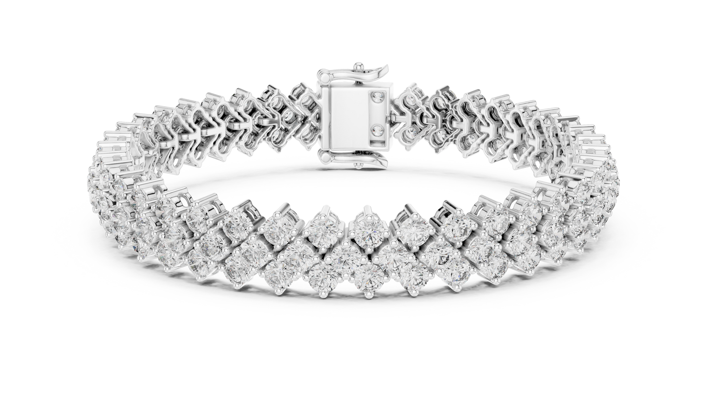 Three-Row Diamond Tennis Bracelet with Box Clasp | Statement Sparkle