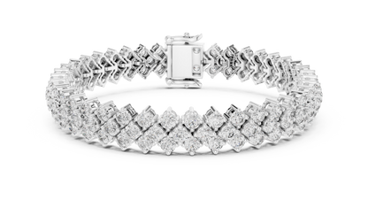 Three-Row Diamond Tennis Bracelet with Box Clasp | Statement Sparkle