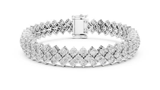 Three-Row Diamond Tennis Bracelet with Box Clasp | Statement Sparkle