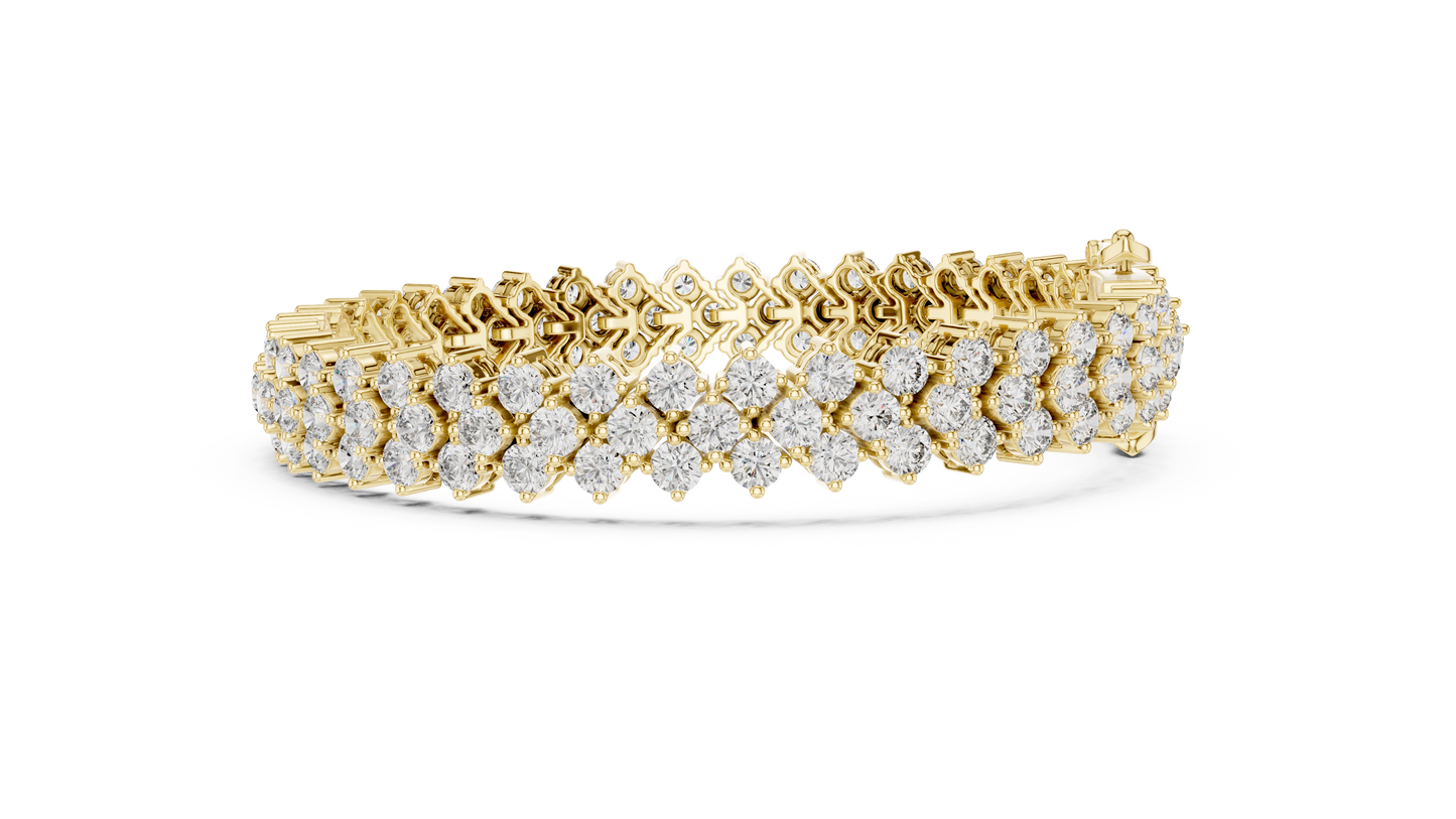 Three-Row Diamond Tennis Bracelet with Box Clasp | Statement Sparkle