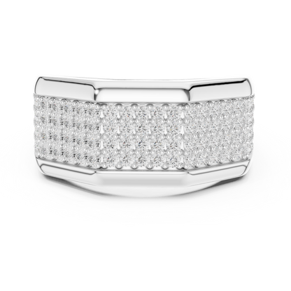 Lab-grown diamond rectangular wedding band in 935 silver

Modern white gold geometric diamond band

Contemporary women’s or men’s wedding ring with rectangular diamond design