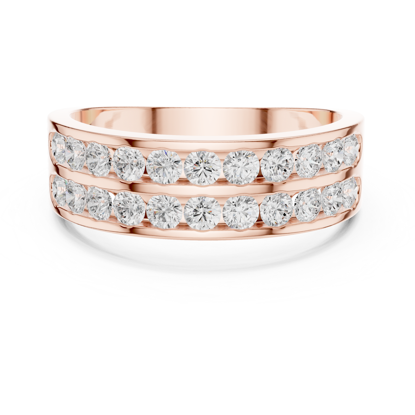 Two-Row Channel Diamond Ring | Double Band Diamond Design