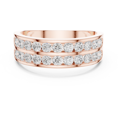 Two-Row Channel Diamond Ring | Double Band Diamond Design