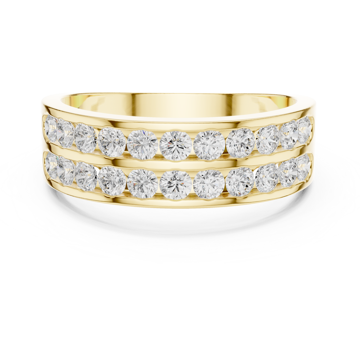 Two-Row Channel Diamond Ring | Double Band Diamond Design