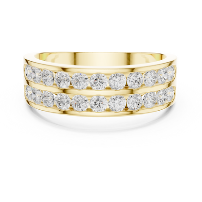 Two-Row Channel Diamond Ring | Double Band Diamond Design