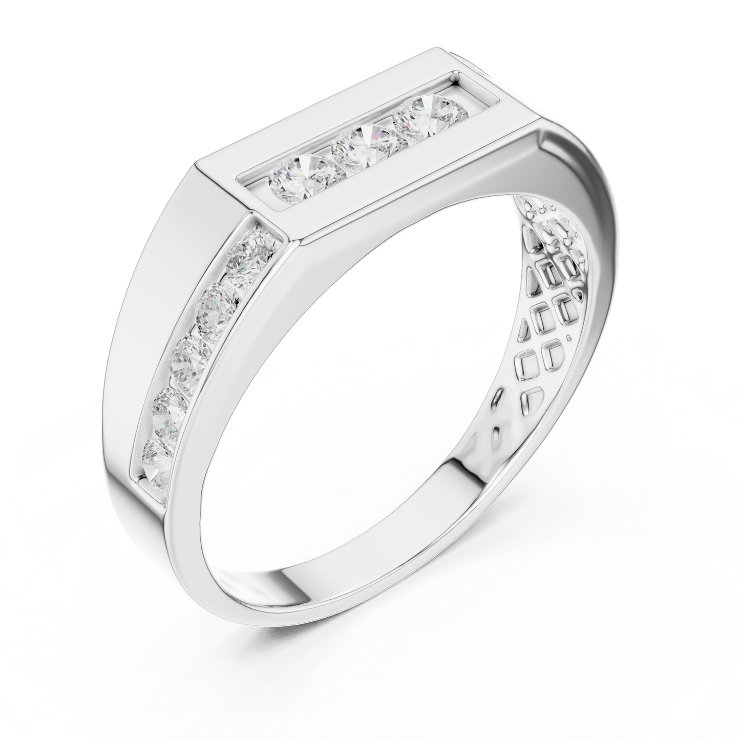 Men’s Three-Stone Diamond Ring | Channel-Set Accent Band
