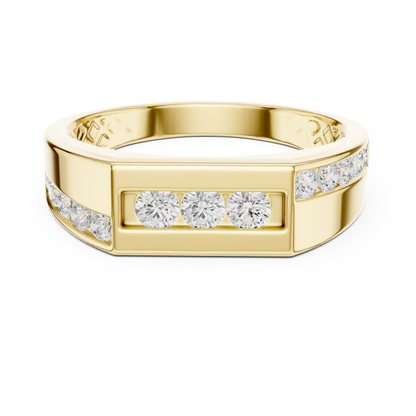 Men’s Three-Stone Diamond Ring | Channel-Set Accent Band