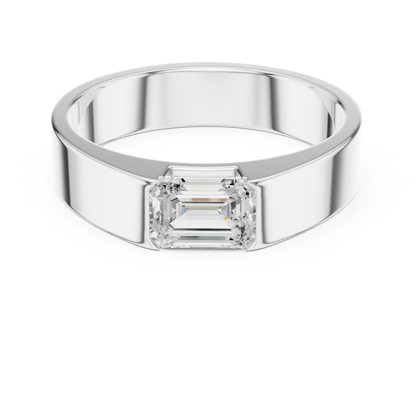 Emerald-cut diamond ring in 935 silver

Elegant white gold engagement ring featuring emerald-cut diamond

Timeless women’s ring with step-cut emerald diamond