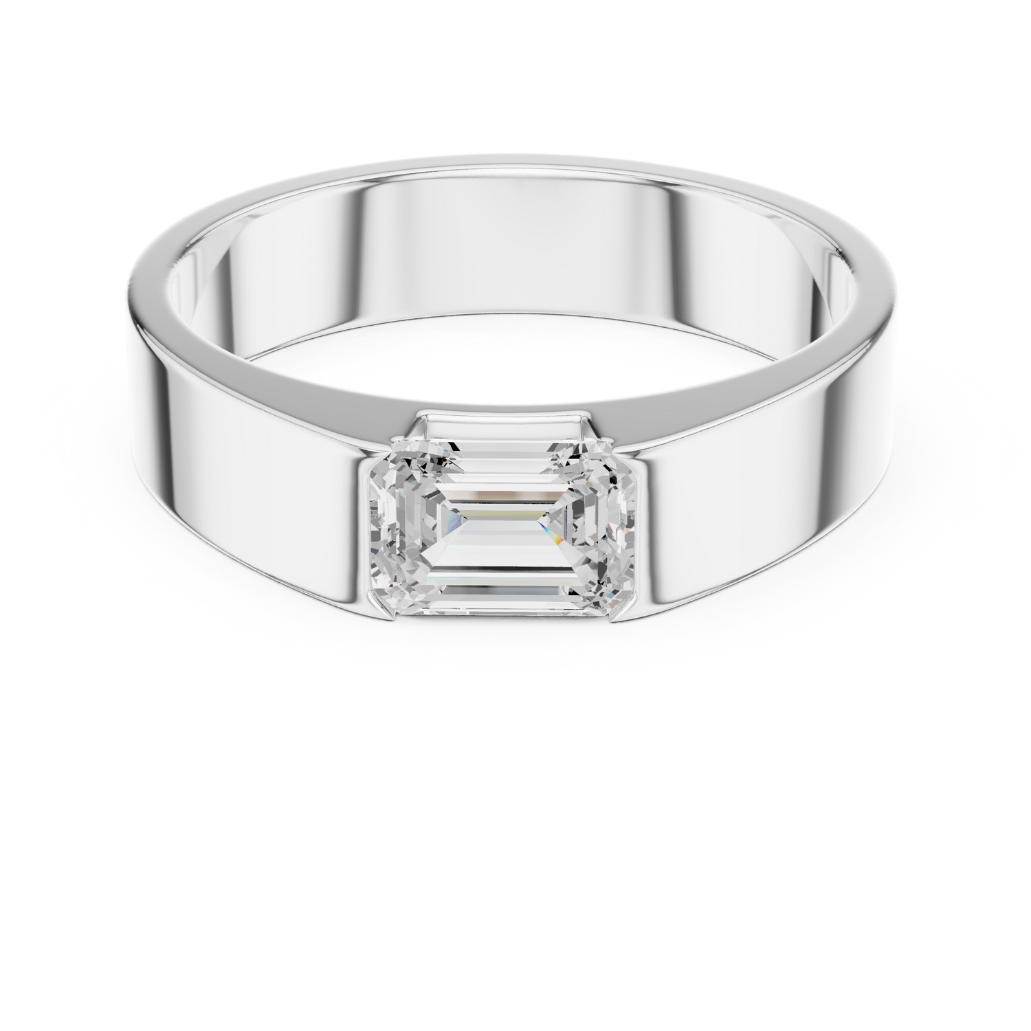 Emerald-cut diamond ring in 935 silver

Elegant white gold engagement ring featuring emerald-cut diamond

Timeless women’s ring with step-cut emerald diamond
