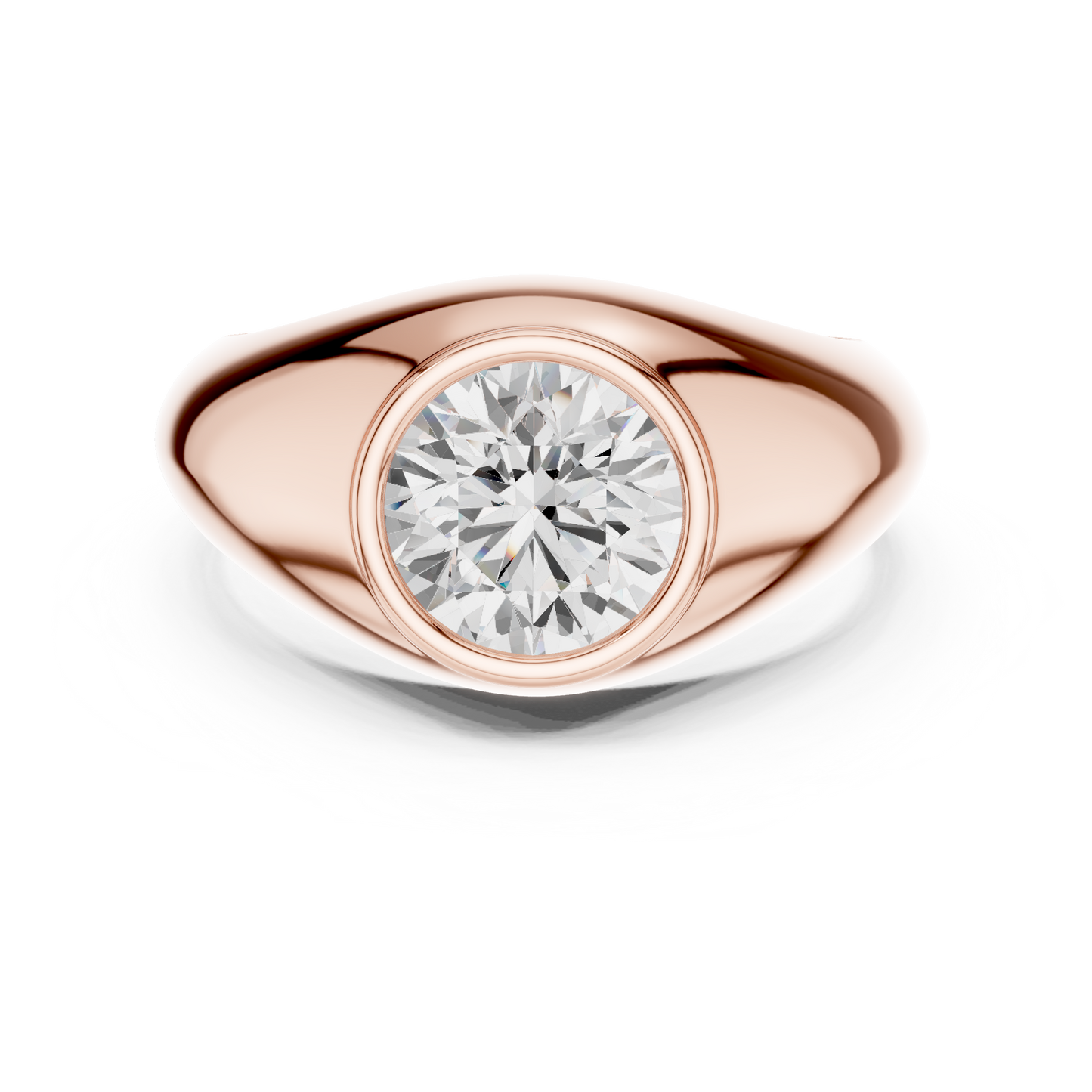 Men’s Bezel-Set Diamond Engagement Ring | Round Brilliant Center