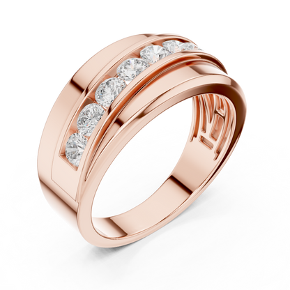 Men’s Broad Band Diamond Ring | Seven-Stone Wedding Band