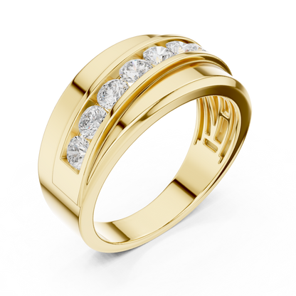Men’s Broad Band Diamond Ring | Seven-Stone Wedding Band