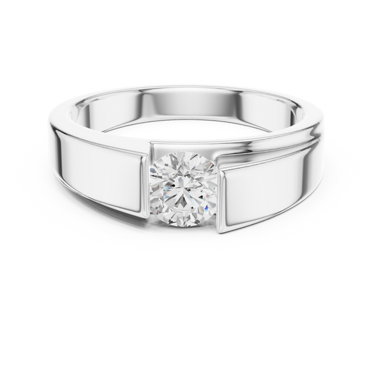 Men’s solitaire diamond ring in 935 silver

Classic men’s white gold ring with single diamond

Modern men’s diamond ring featuring solitaire center stone