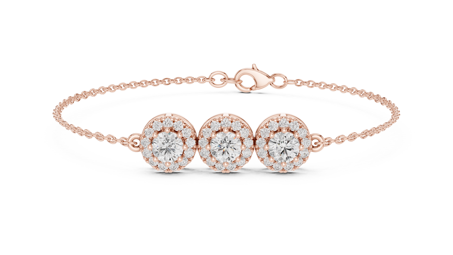 Three-Cluster Diamond Bracelet | Elegant Triple Sparkle Design