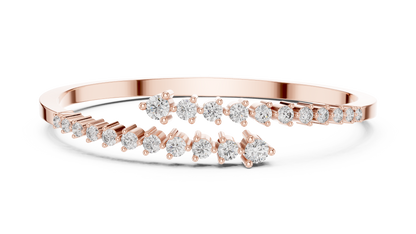 Diamond Bypass Bangle Bracelet | Round Diamond Elegance