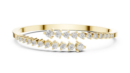 Diamond Bypass Bangle Bracelet | Round Diamond Elegance