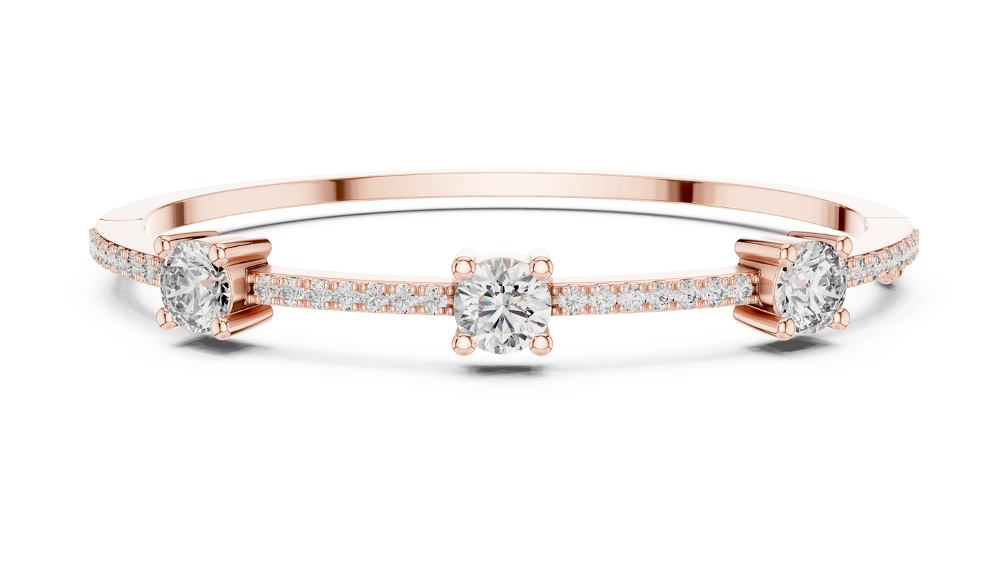 Lab-Grown Diamond Trio Bracelet | Elegant Three-Stone Bangle