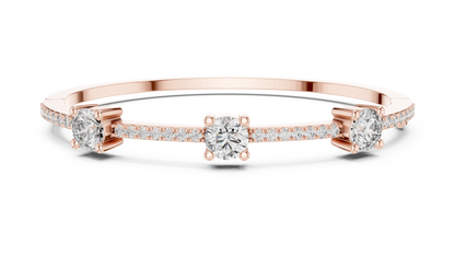 Lab-Grown Diamond Trio Bracelet | Elegant Three-Stone Bangle