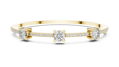 Lab-Grown Diamond Trio Bracelet | Elegant Three-Stone Bangle