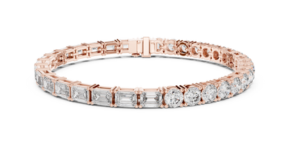 Alternating Emerald & Round Diamond Tennis Bracelet | Mixed-Cut Elegance