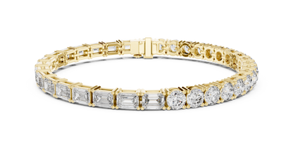 Alternating Emerald & Round Diamond Tennis Bracelet | Mixed-Cut Elegance