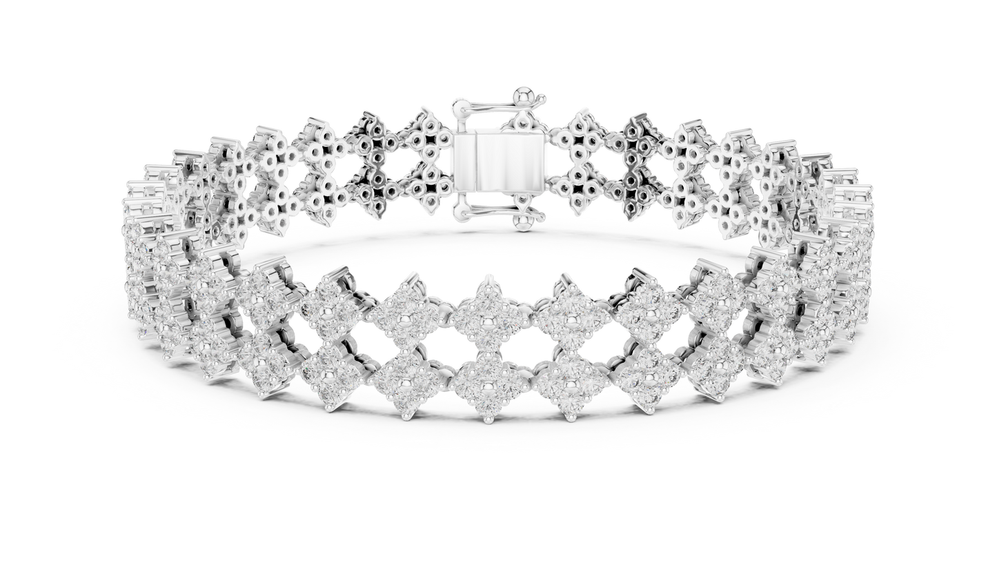 Chevron Lattice Diamond Tennis Bracelet | Geometric Brilliance