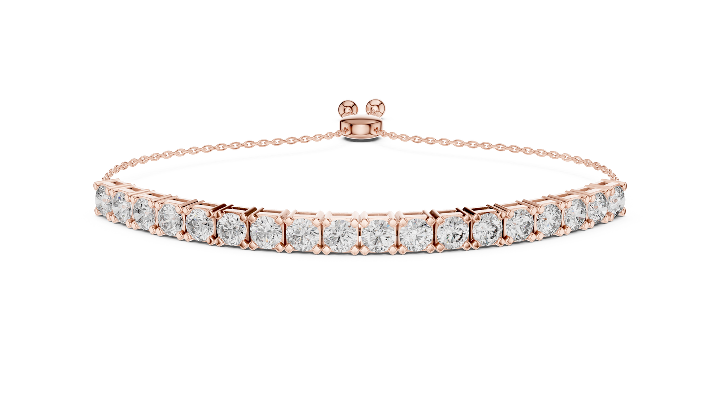 Moissanite & Lab-Grown Diamond Adjustable Tennis Bolo Bracelet | Silver 935, 14K & 18K Gold
