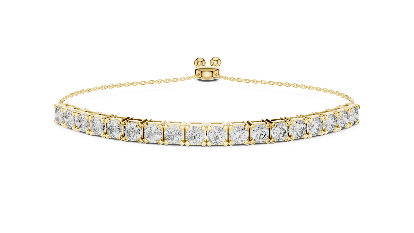 Moissanite & Lab-Grown Diamond Adjustable Tennis Bolo Bracelet | Silver 935, 14K & 18K Gold