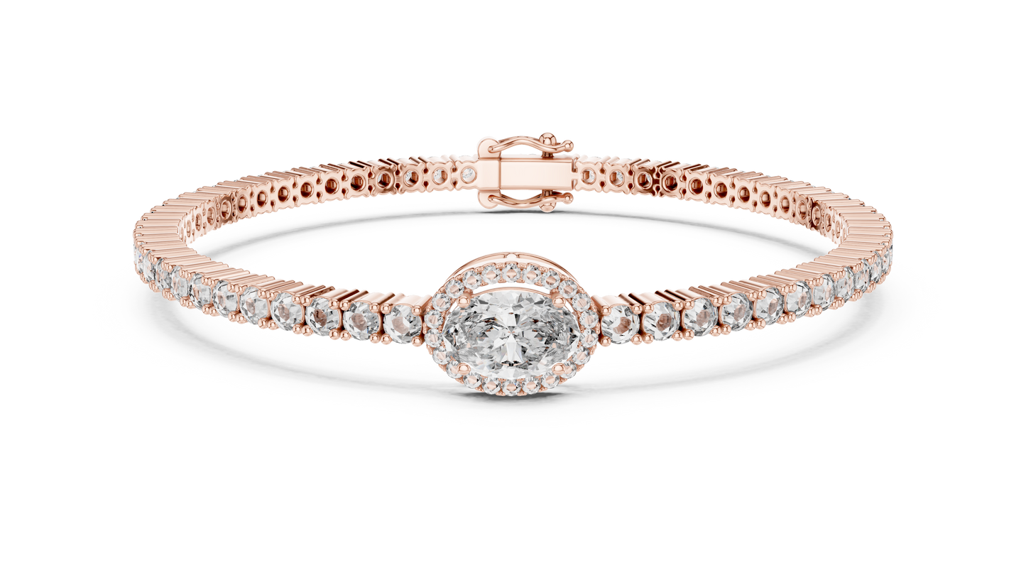 Oval Center Stone Tennis Bracelet | Timeless Elegance