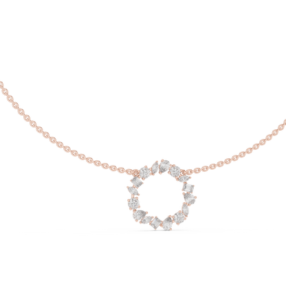 Fancy Mix Diamond Circle Pendant Necklace | Elegant Sparkle