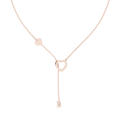 Diamond Tilted Double Heart 'Y' Necklace | Elegant Romance Jewelry