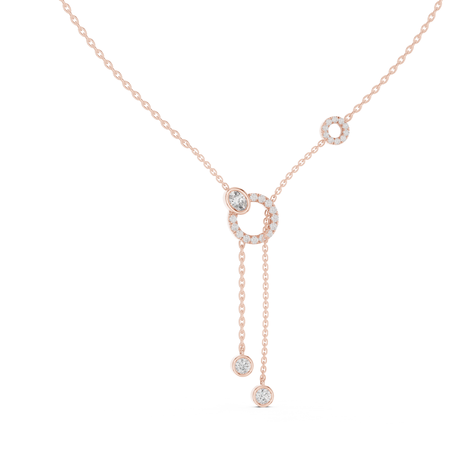 Lariat-Style Diamond Necklace with Circular Motif & Drop Pendants | Statement Luxury Jewelry
