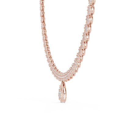 Round Diamond Necklace with Pear-Shaped Diamond Centerpiece | Elegant Luxury Necklace