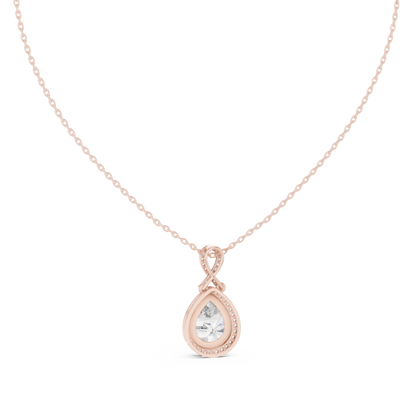 Pear-Shaped Diamond Halo Pendant Necklace