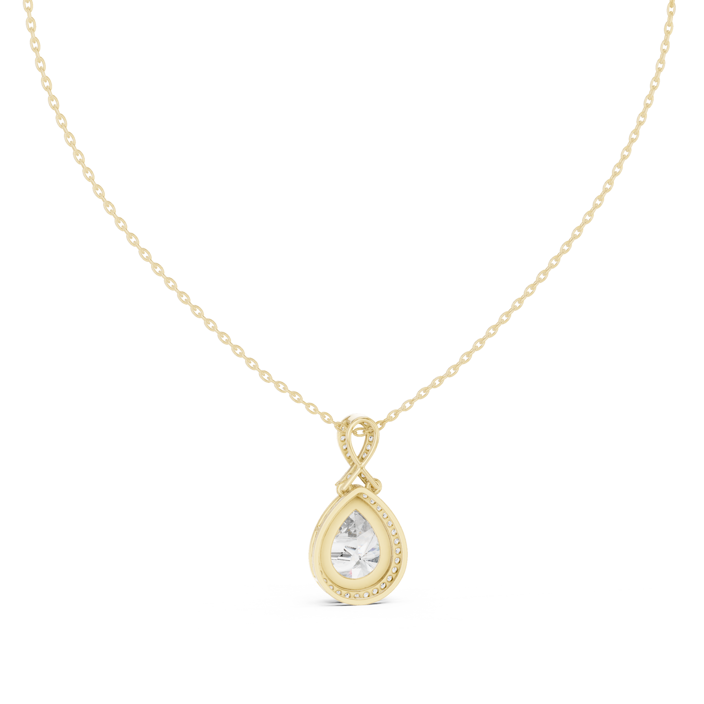 Pear-Shaped Diamond Halo Pendant Necklace