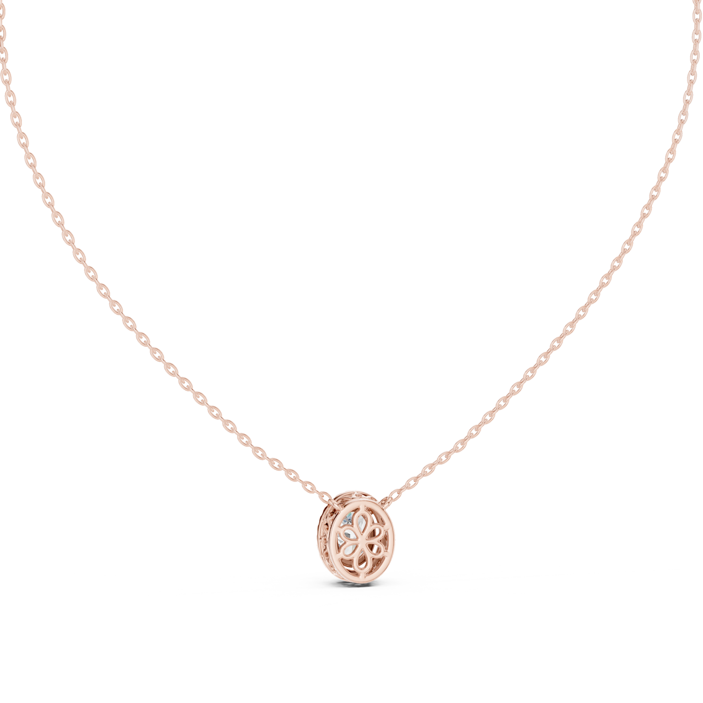 Oval Diamond Halo Pendant Necklace | Lab-Grown Diamonds