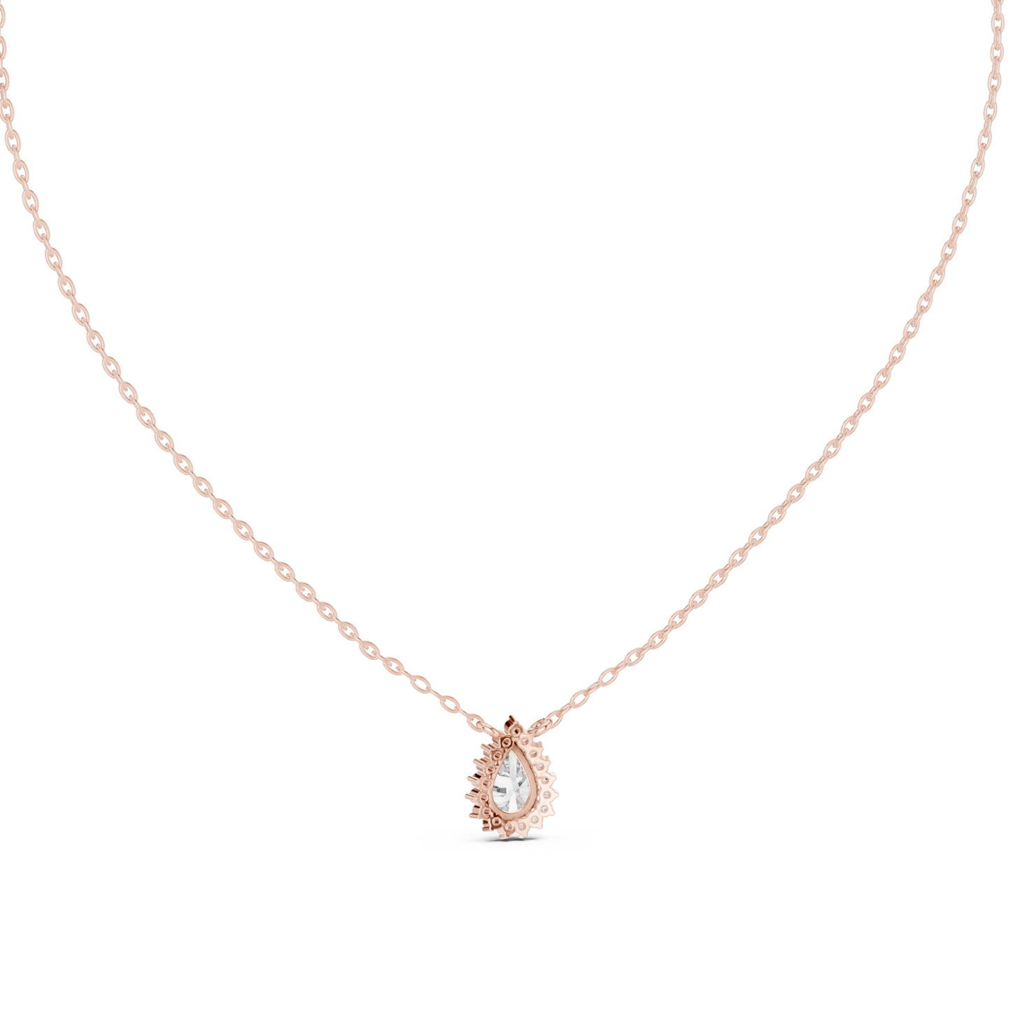 Pear-Shaped Diamond Halo Pendant Necklace | Lab-Grown Diamonds