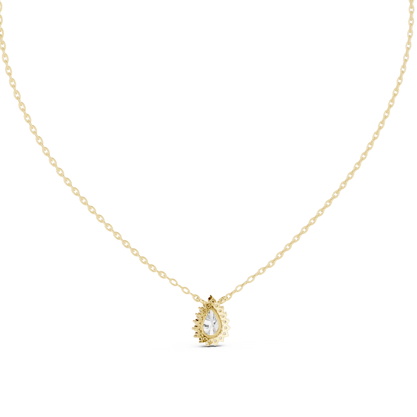 Pear-Shaped Diamond Halo Pendant Necklace | Lab-Grown Diamonds