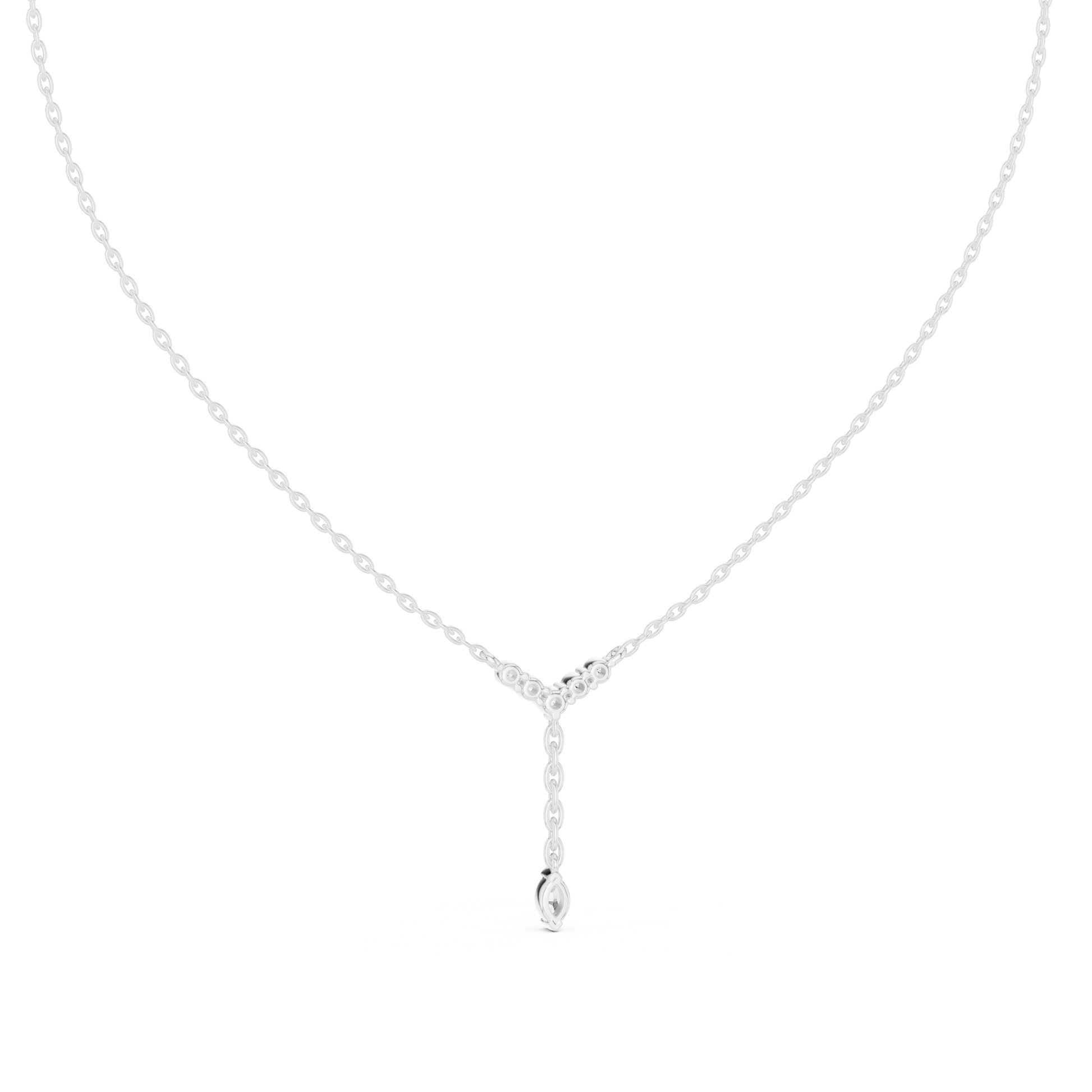 Y-drop lab-grown diamond necklace

Diamond lariat necklace in white metal

Elegant vertical diamond drop necklace for women