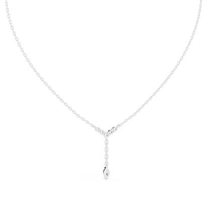 Y-drop lab-grown diamond necklace

Diamond lariat necklace in white metal

Elegant vertical diamond drop necklace for women