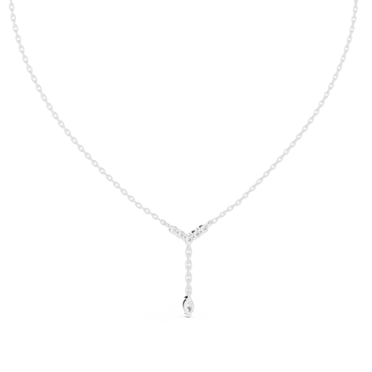 Y-drop lab-grown diamond necklace

Diamond lariat necklace in white metal

Elegant vertical diamond drop necklace for women