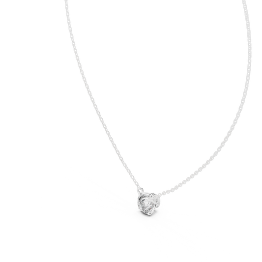 Round lab-grown diamond solitaire pendant necklace

Solitaire round-cut diamond pendant on chain

Elegant round diamond pendant necklace for women