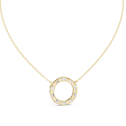 Oval & Emerald Diamond Circle Pendant Necklace | Lab-Grown Diamond